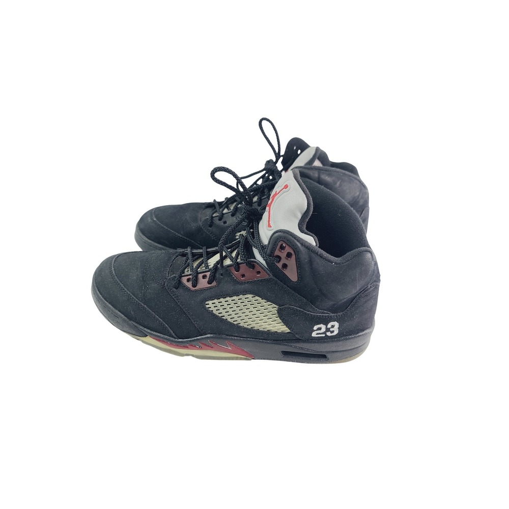 Air Jordan Suede / Rubber Athletic Sneakers, Men's Size 11, Black/Red Color